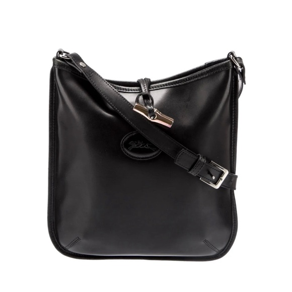 Black Longchamp Leather Crossbody.  EUC. - Picture 2 of 13